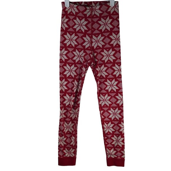 Hanna Andersson Kids Snowflake Patterned Pajama Pants Christmas Leggings US 8 - Picture 1 of 4
